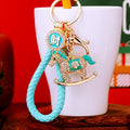 Gold Tone Crystal Rocking Horse Keychains with Braided Straps view 4