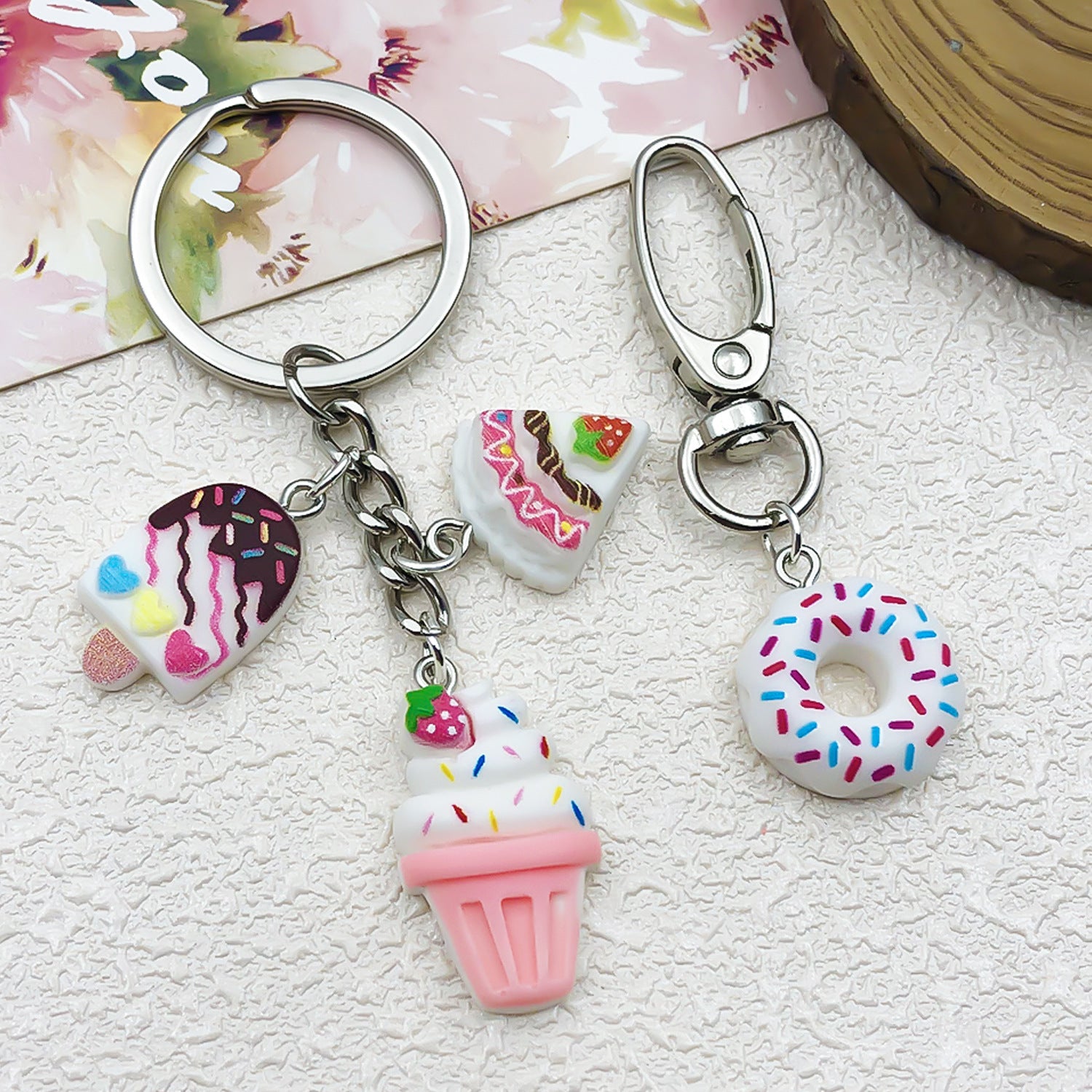 Resin 3D Milk Bottle Ice Cream charm pendants with eye loop for DIY necklaces keychains