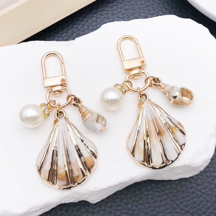 Gold Tone Shell Conch Starfish and Pearl-Look Clasp Charms for Accessory Making