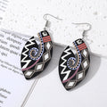 Silver Tone Colorful Paisley Acrylic Long Hook Earrings view 2