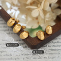 Small Polygonal Hollow Faceted Stud Earrings Gold Steel view 2