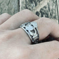 Silver Claddagh Heart Crown Hands Polished Band Ring view 2