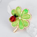 Green Gold Tone Four Leaf Clover Metal Brooch Pin for Jackets and Lapels view 5
