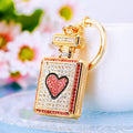 Jeweled Heart Perfume Bottle Keychains in Three Colors plus Assorted Option view 3