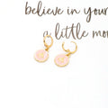 Gold Tone Enamel Bee Medallion Huggie Drop Earrings in Four Colors view 4