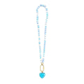 Six Color Cube Bead Necklaces With Gold Tone Heart Pendants view 5