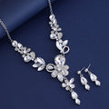 Black Silver Tone Champagne Floral Vine Crystal Five Designs Metal Necklace and Earring view 3