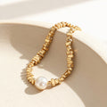 Irregular Mineral and Imitation Pearl Necklace in Two Metal Tones view 3