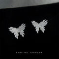 Silver Crystal Butterfly Stud Earrings Pave Clear Stones view 4