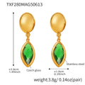 Gold Oval Stud Marquise Czech Glass Drop Earrings Set view 7