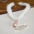 Plush Collar Necklace with Oval Pearl Style Pendant view 8