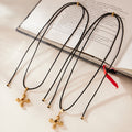 Gold Stainless Steel Tiger Eye Cross Pendant Black Cord Necklace view 3