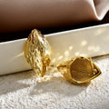 Faceted Marquise Dome Stud Earrings in Gold and Silver Tone view 3