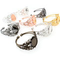 Ornate Oval Cabochon Tray Cuff Bracelets in Mixed Finishes view 2
