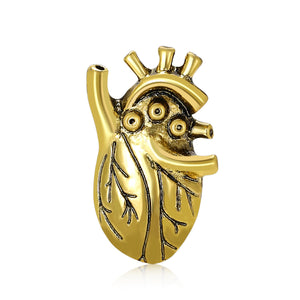 Gold-Tone Anatomical Heart Enamel Brooch Decorative Lapel Pin