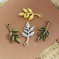 Leafy Branch Metal Charm in Three Vintage Finishes view 2