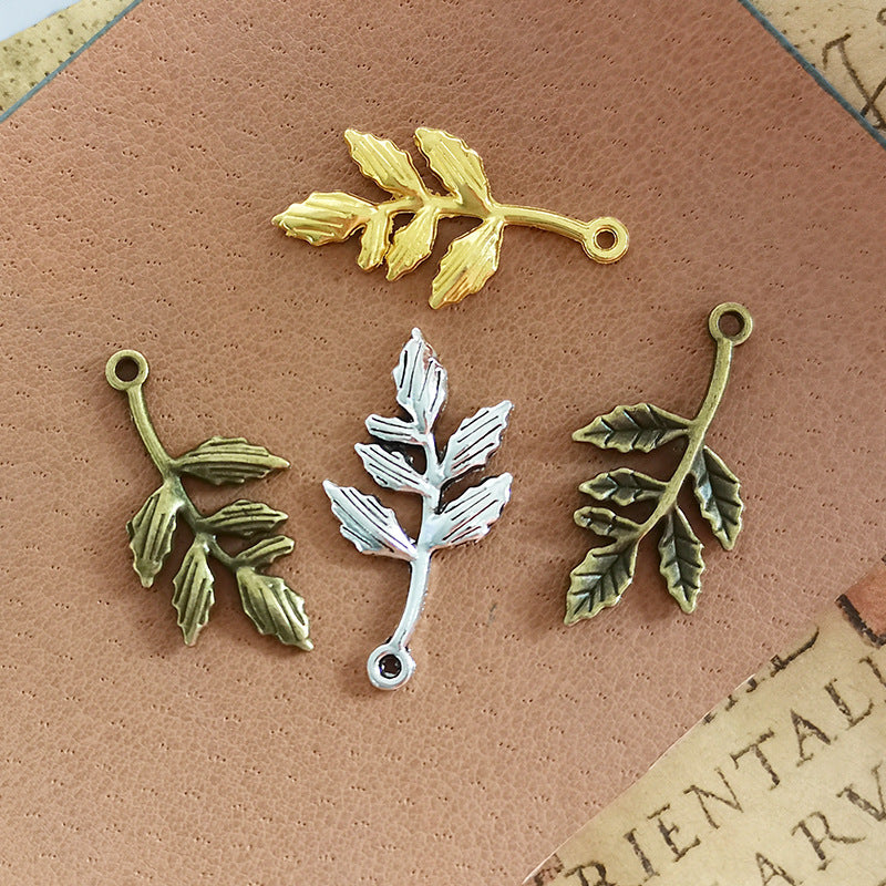 30x10mm Alloy Branch Leaf Charm Pendant for Hanfu Accessories