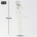 Heart Clasp White Lace Ribbon Bag Charm Keychain with Pearls view 4