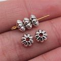 3x7mm 0.4g Antique Silver Zinc Alloy Flower Spacer Beads for DIY Bracelet Jewelry Making