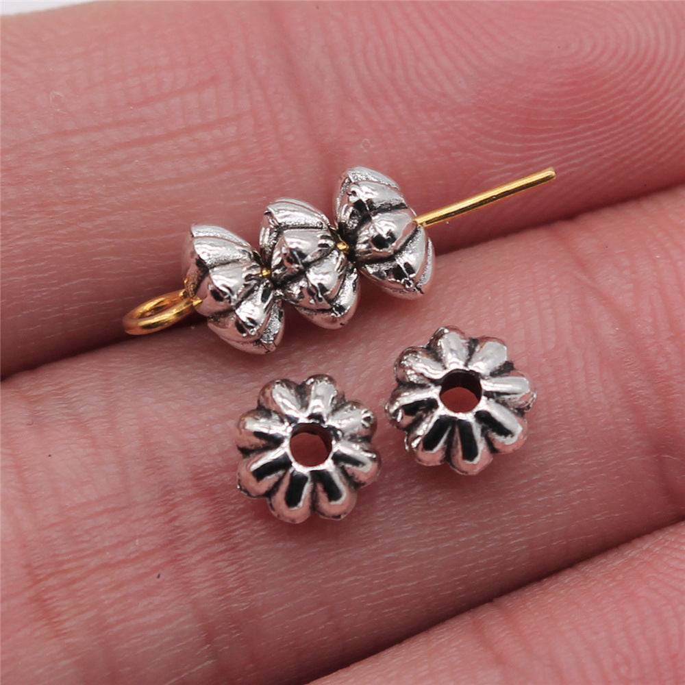 3x7mm 0.4g Antique Silver Zinc Alloy Flower Spacer Beads for DIY Bracelet Jewelry Making