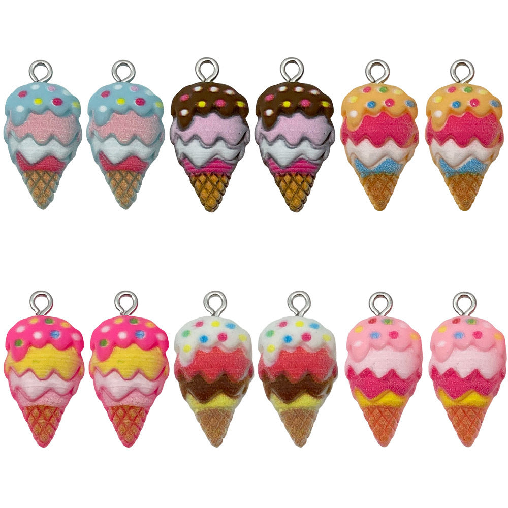 Cute Resin Ice Cream Popsicle Charm Pendant for Keychain Bag Decoration DIY