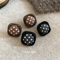 Polka Dot Fabric Stud Earrings in Three Shapes and Colors view 3