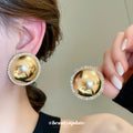 Domed Metal and Crystal Halo Stud Earrings in Two Finishes view 4