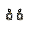 Two Style Black White Zebra Open Ring Statement Earrings view 5