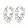 Silver Pearl Hoop