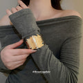 Two Wide Open Leaf Cuff Designs In Gold Or Silver Tone view 4
