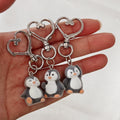 Flocked Penguin Heart-Clasp Charms in Three Distinct Poses view 2