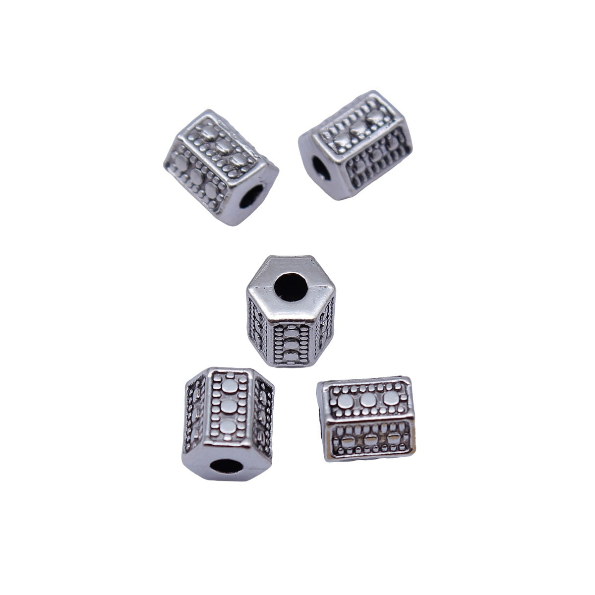 6x6x7.1mm 1.05g Antique Silver Zinc Alloy Hexagon Small Hole Spacer Beads for DIY Bracelet Jewelry