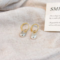 Gold Tone Hoop and Hammered Silver Teardrop Dangle Earrings view 3