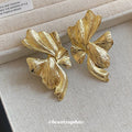 Folded Leaf Statement Stud Earrings in Two Metal Tones view 4
