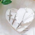 Rose Cross Pendant Necklace and Earring Jewelry Six Options view 3