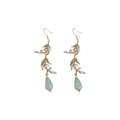Gold Tone Leaf And Pale Green Teardrop Hook Earrings view 5