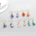 Gold Tone Irregular Stone Chip Hook Earrings in Five Colors view 1
