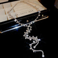 Rhinestone Y Lariat Necklace Cascading Crystal Drop Design view 7