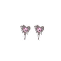 Silver Melted Heart Pink Center Small Stud Earrings view 5