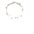 Delicate Floral Y Necklace with Pearl-Like Beads with Polished Metal Details view 5