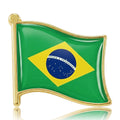Brazil Flag Enamel Lapel Brooch With Gold Tone Border view 1