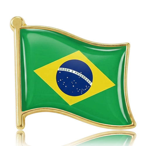 A green Brazil flag with yellow diamond and blue globe shown on a white background.