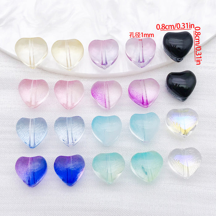 Transparent 8mm Glass Heart Beads in Ten Individual Colors