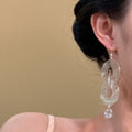 Layered Wire Oval Crystal Drop Hook Earrings Jewelry Pair view 3