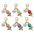 Six Color Tulip Thank You Lobster Clasp Charms for Accessory Making view 1