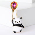 Enamel Panda Brooch Crystal Balloon Black White Cute Pin view 6