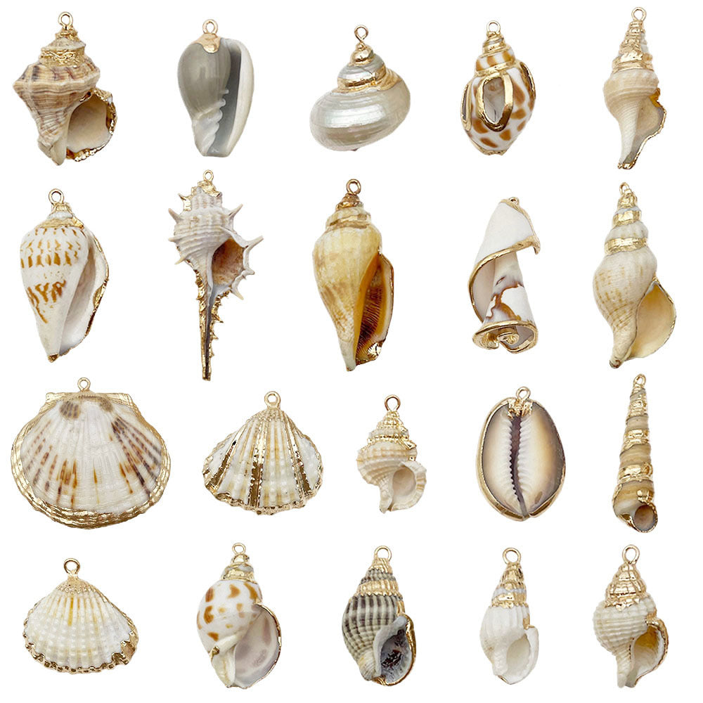 Gold Plated Acrylic Shell Conch Bead Charm Pendant for DIY Necklace Earrings Wind Chime