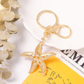 Rhinestone Starfish Keychain Gold Clasp Pink Clear Blue Styles view 4
