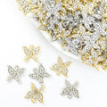 Crystal-Accented Gold Silver Butterfly Alloy Craft Pendants in 2 Styles view 1