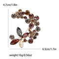 Moon Flower Crystal Rhinestone Brooch Purple Blue Crescent Pin view 6